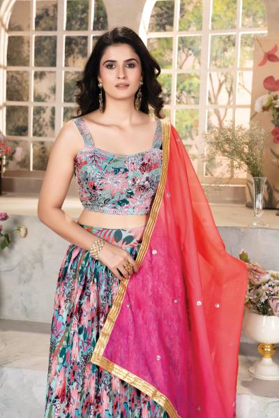 DN 9235 BY DVD DESIGNER ORGANZA LEHENGA CHOLI WHOLESALER IN INDIA